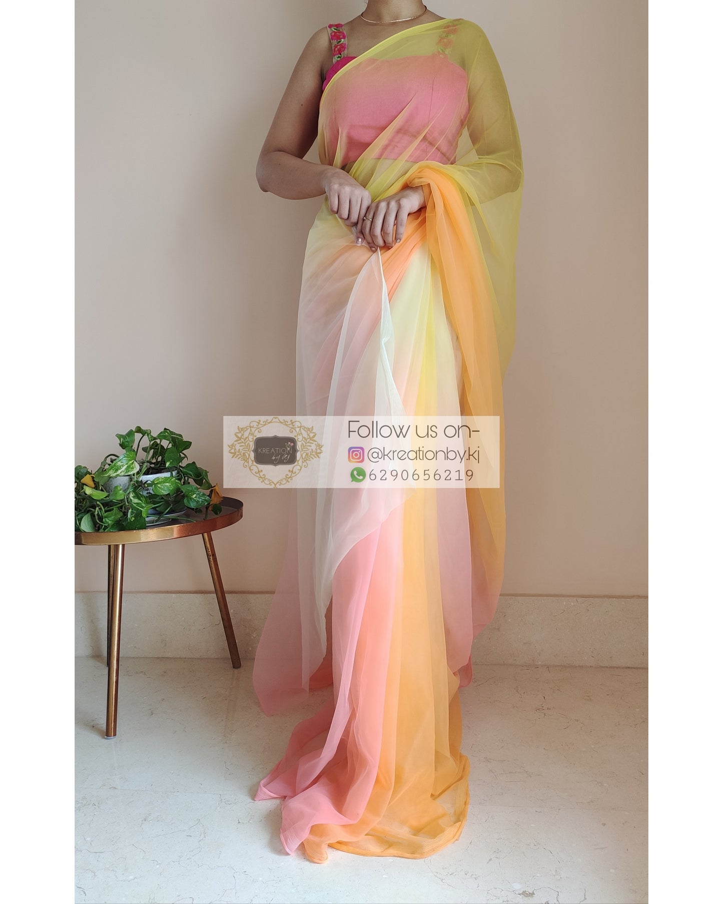 Candy Floss Ombré Net Saree - kreationbykj