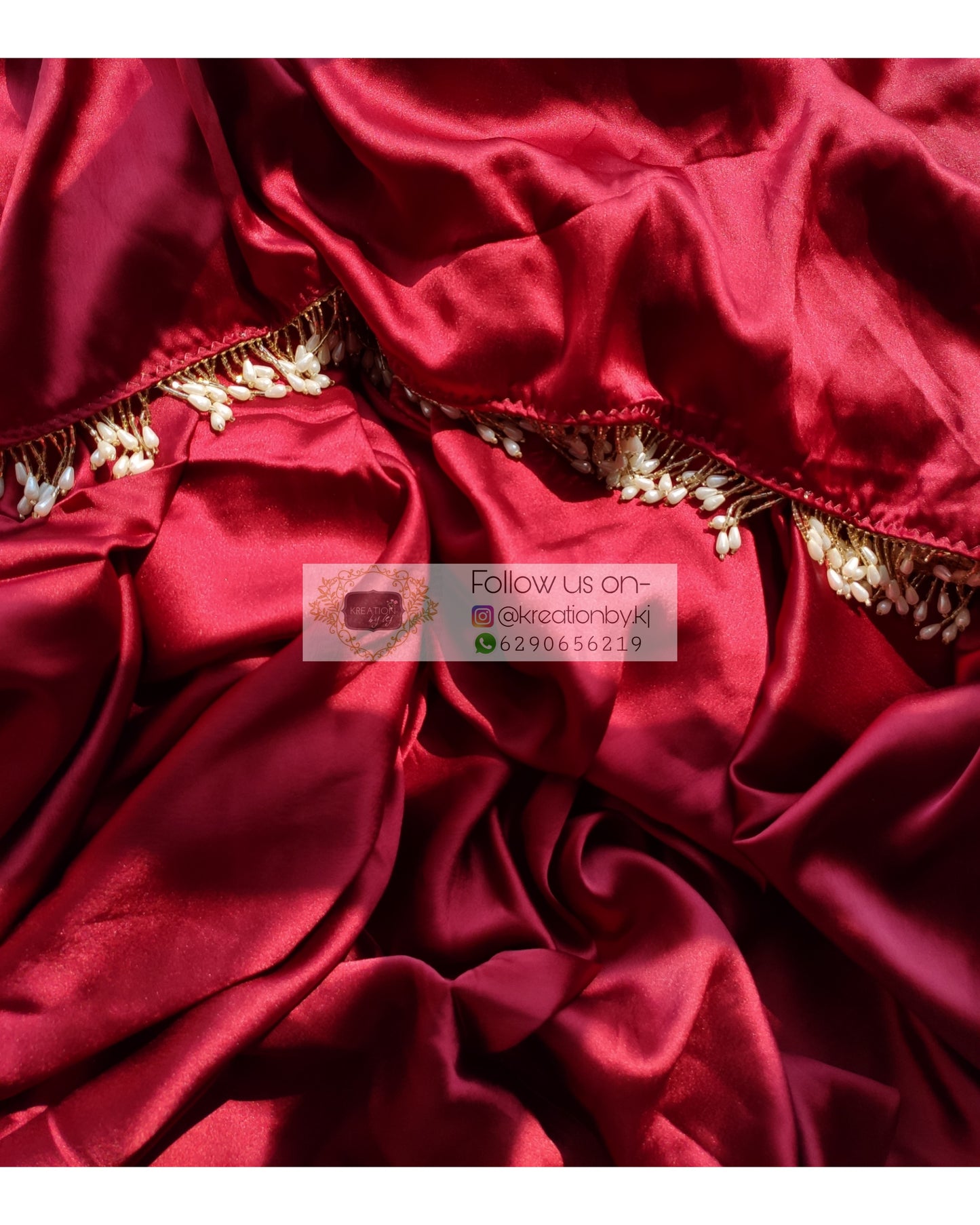 Maroon Satin Silk Saree With Handmade Tassels On Pallu - kreationbykj