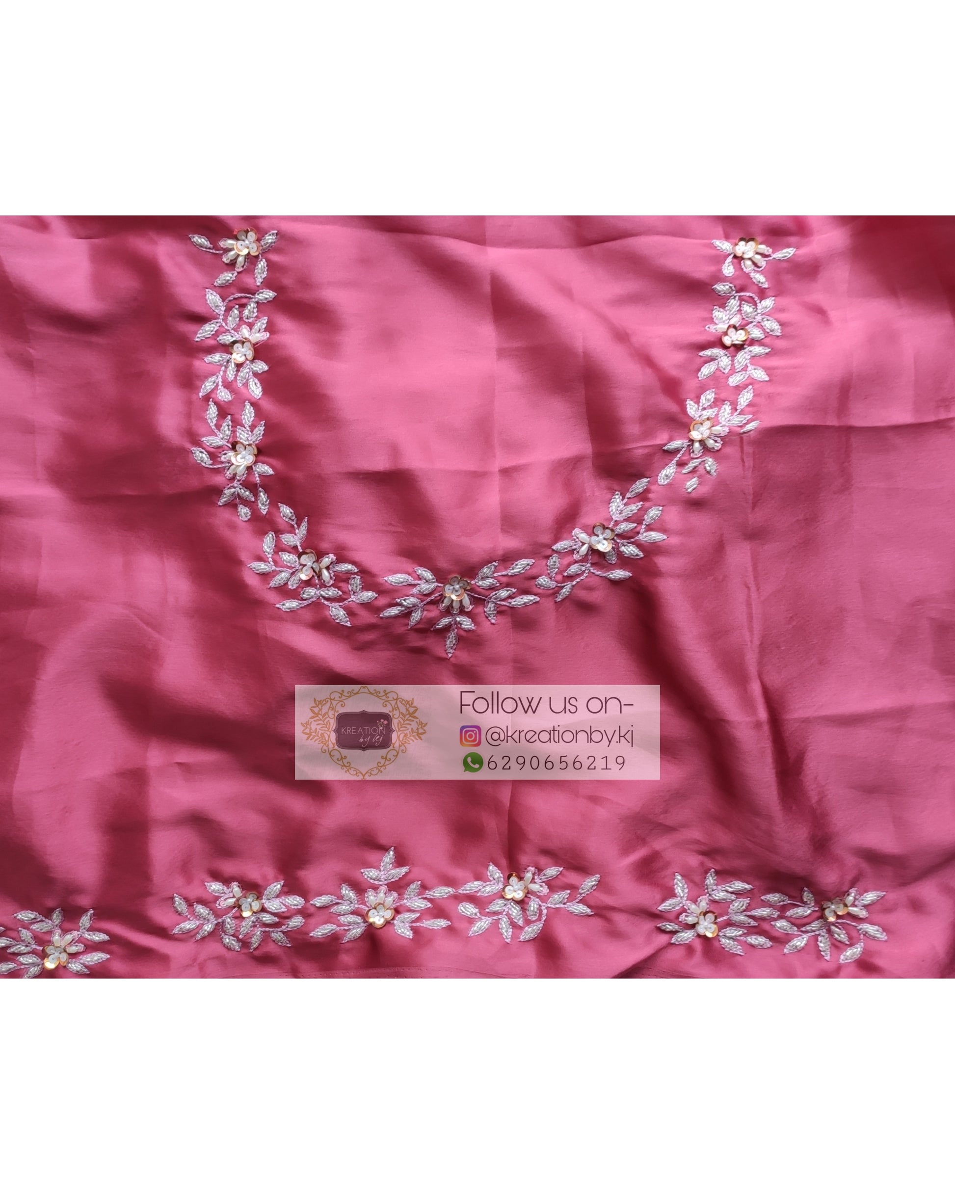 Rose Pink Satin Silk Chandani Saree - kreationbykj