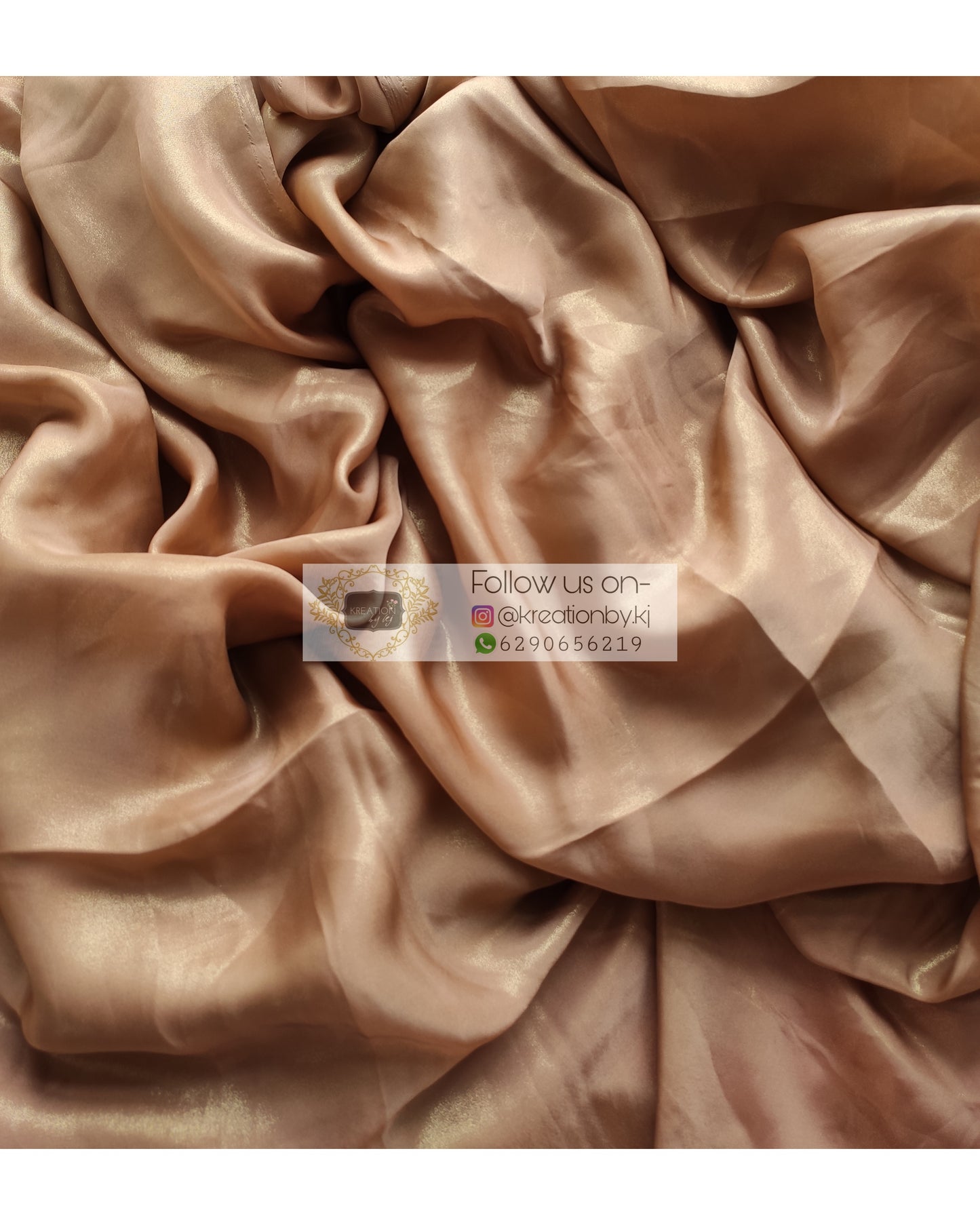 Champagne Gold Shimmer Satin Saree - kreationbykj