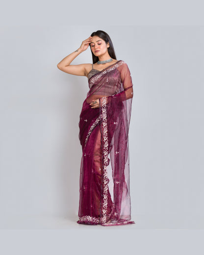 Wine Glass Tissue Chandani Saree - kreationbykj