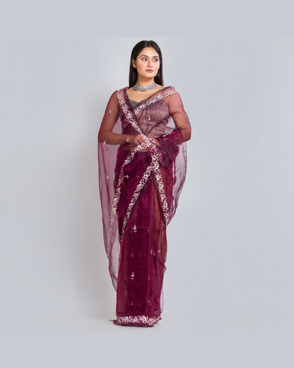 Wine Glass Tissue Chandani Saree - kreationbykj