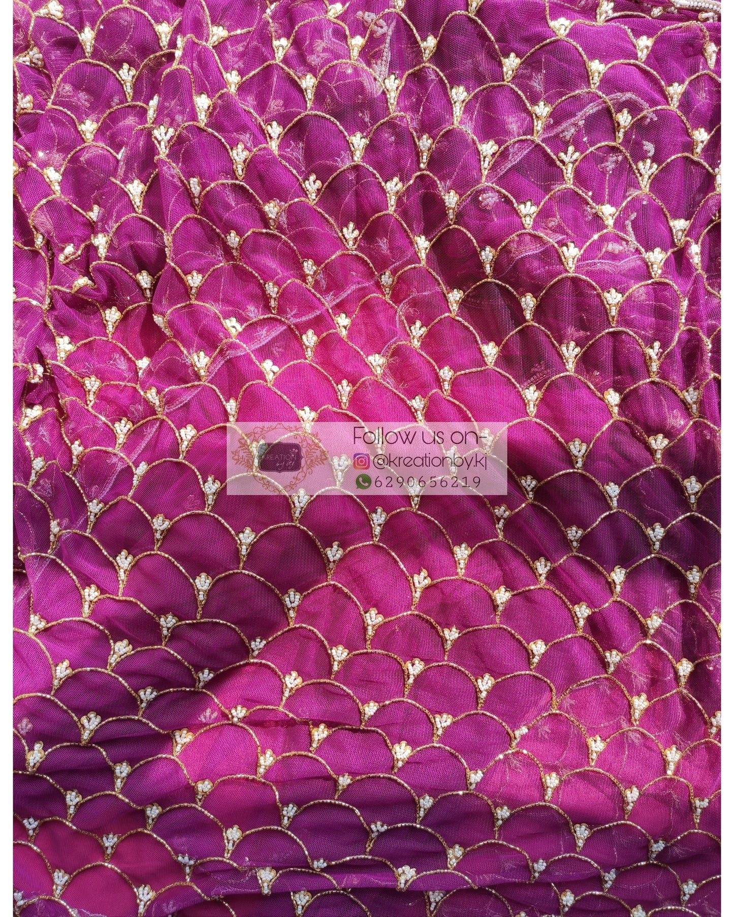 Purple Mehraab Cutdana Jaal Saree - kreationbykj