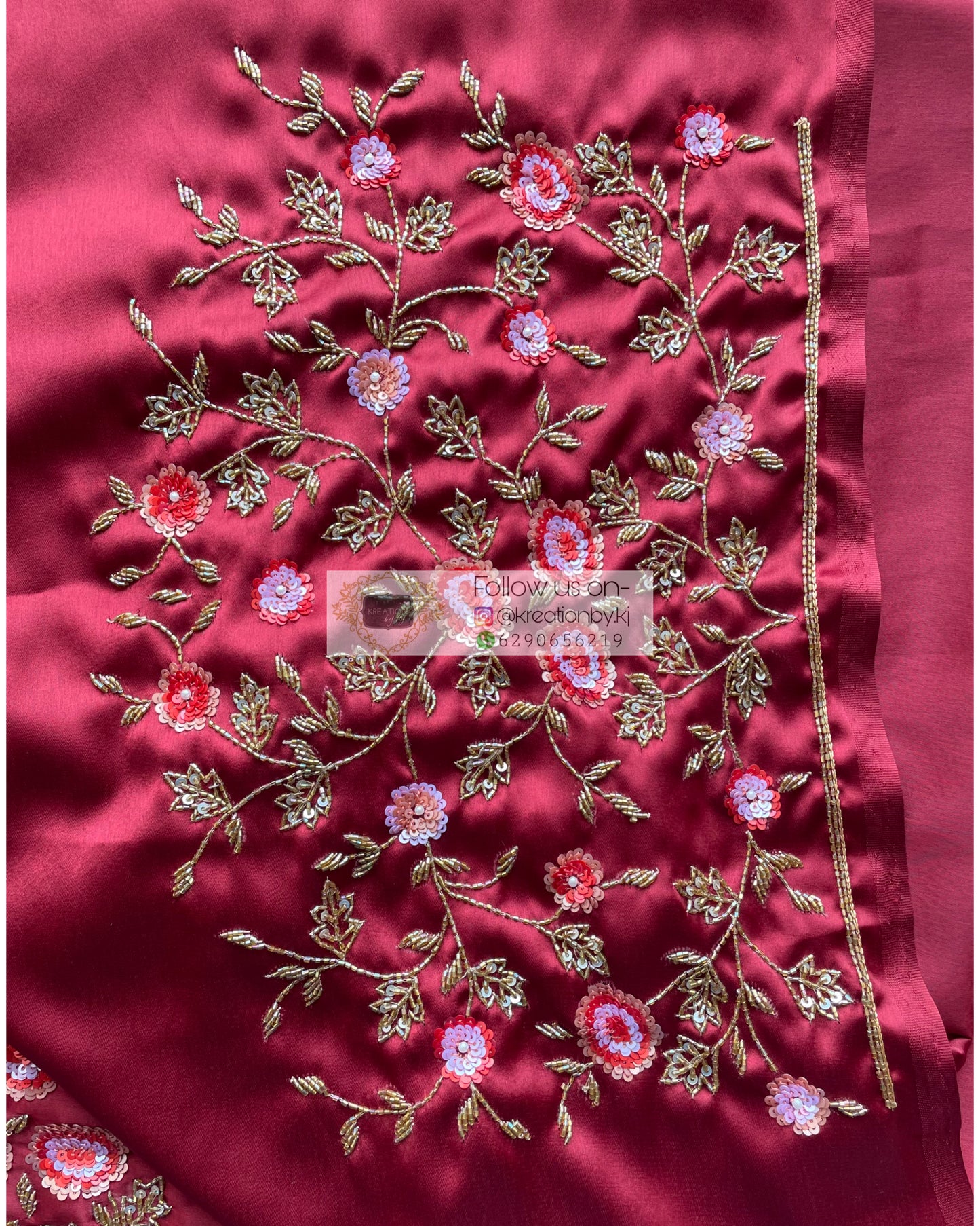 Maroon Rose Blouse Piece - kreationbykj