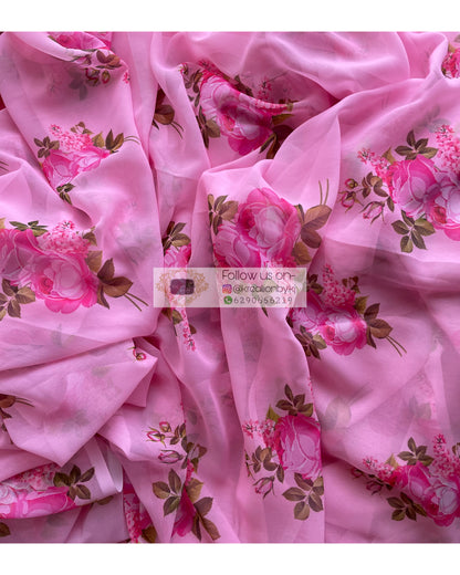 Pink Floral Affair Saree - kreationbykj