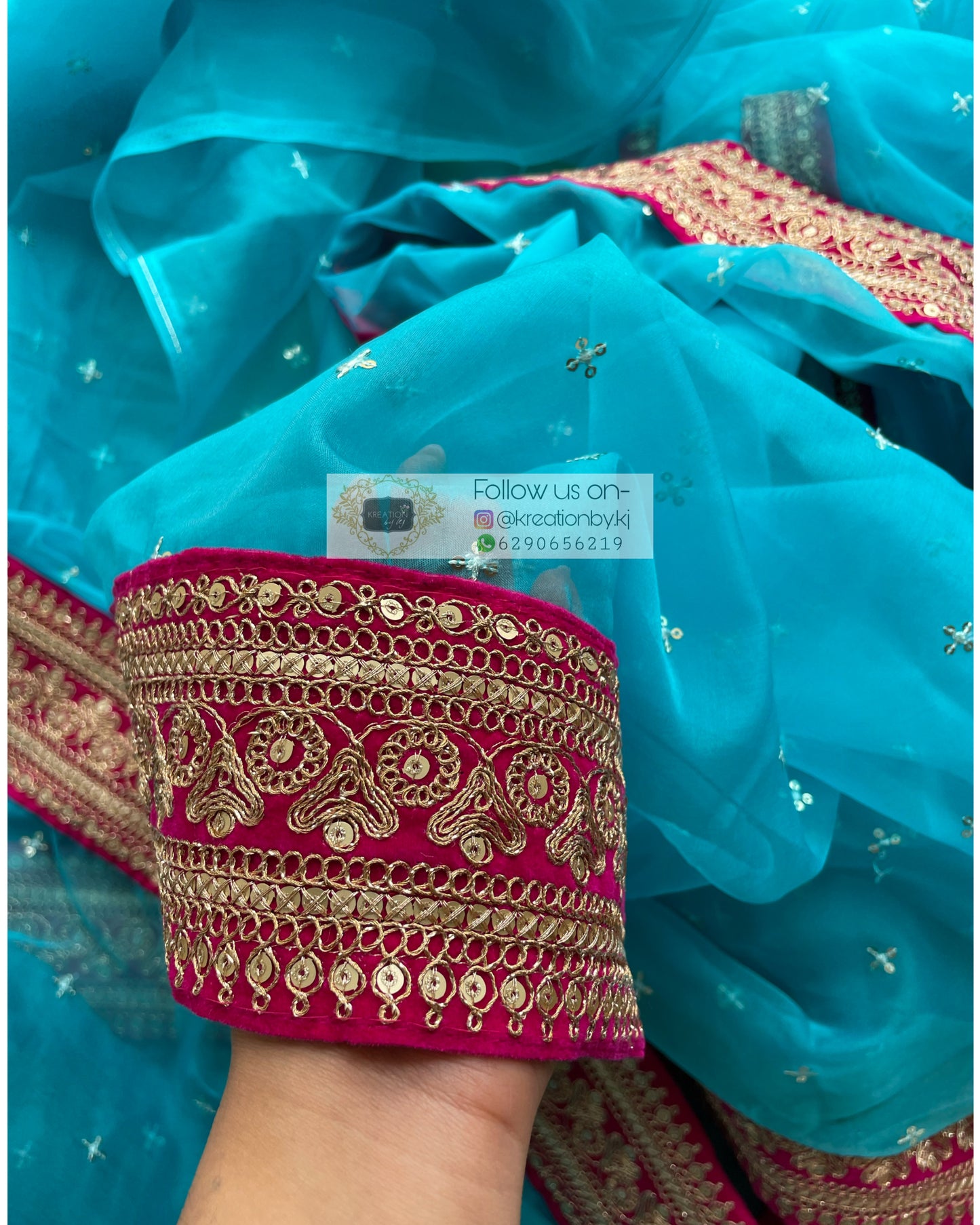 Blue Ragini Organza Saree - kreationbykj