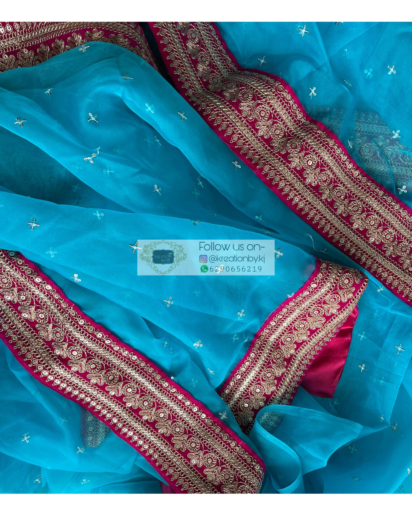 Blue Ragini Organza Saree - kreationbykj