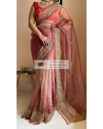 Rose Beige Zarina Saree - kreationbykj