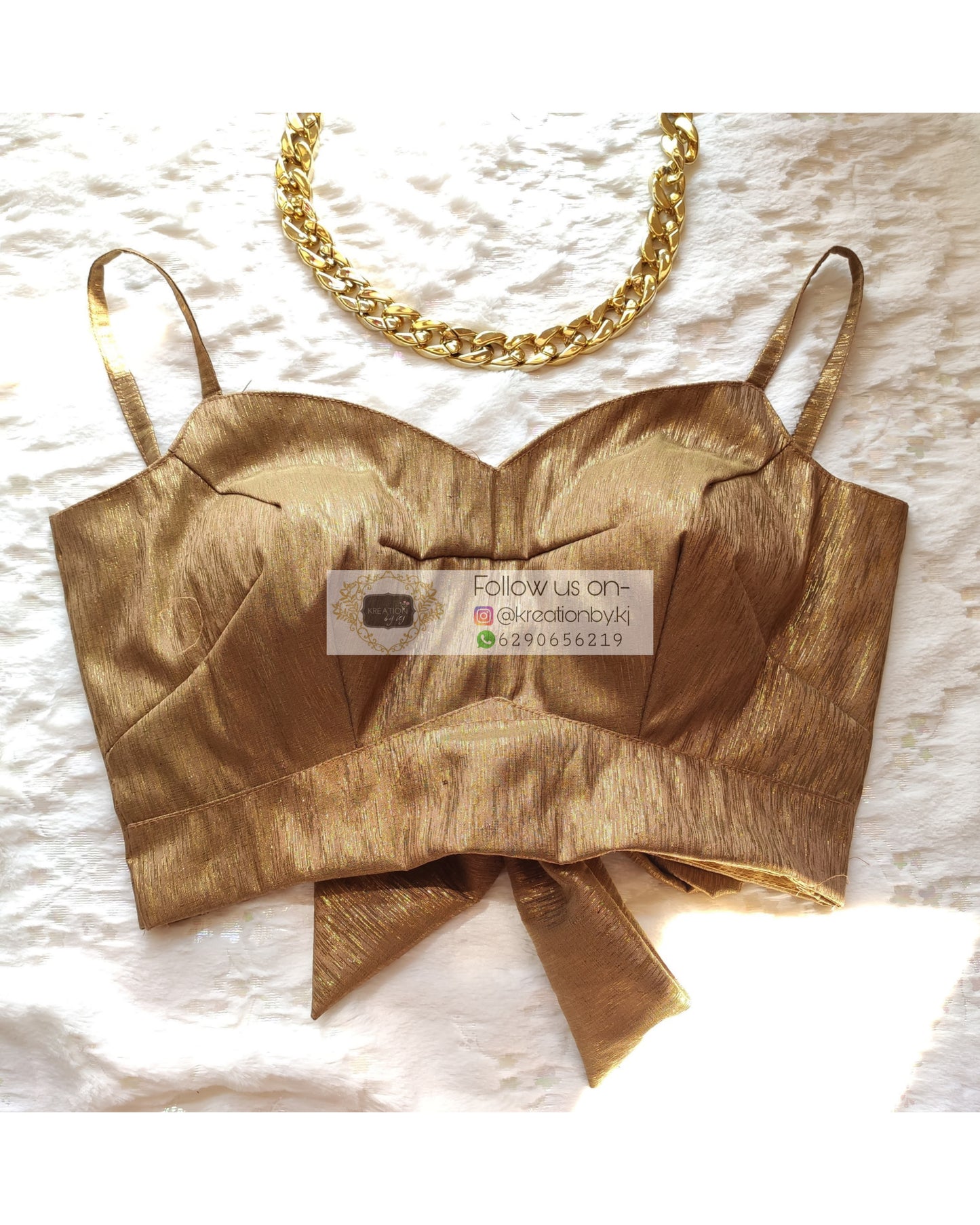 Metallic Gold Strappy Blouse - kreationbykj