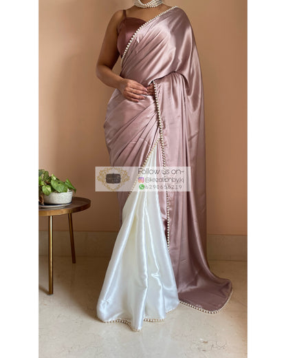 Lilac Rhapsody Two in One Satin Saree - kreationbykj