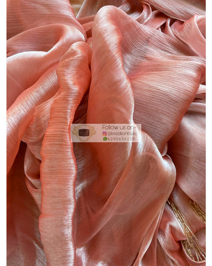 Peach Sorbet Glass Organza Saree - kreationbykj