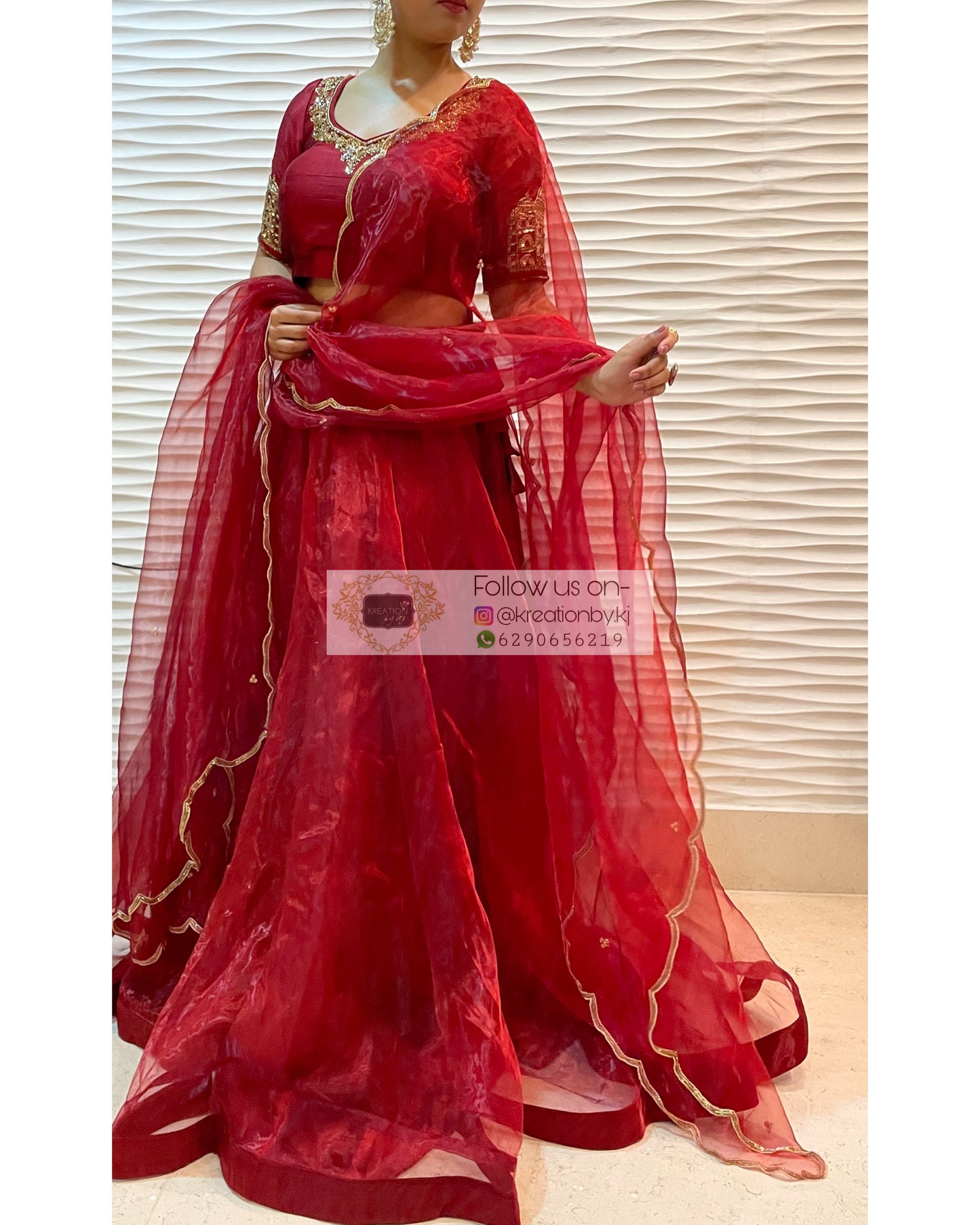 Red Noor Lehenga - kreationbykj