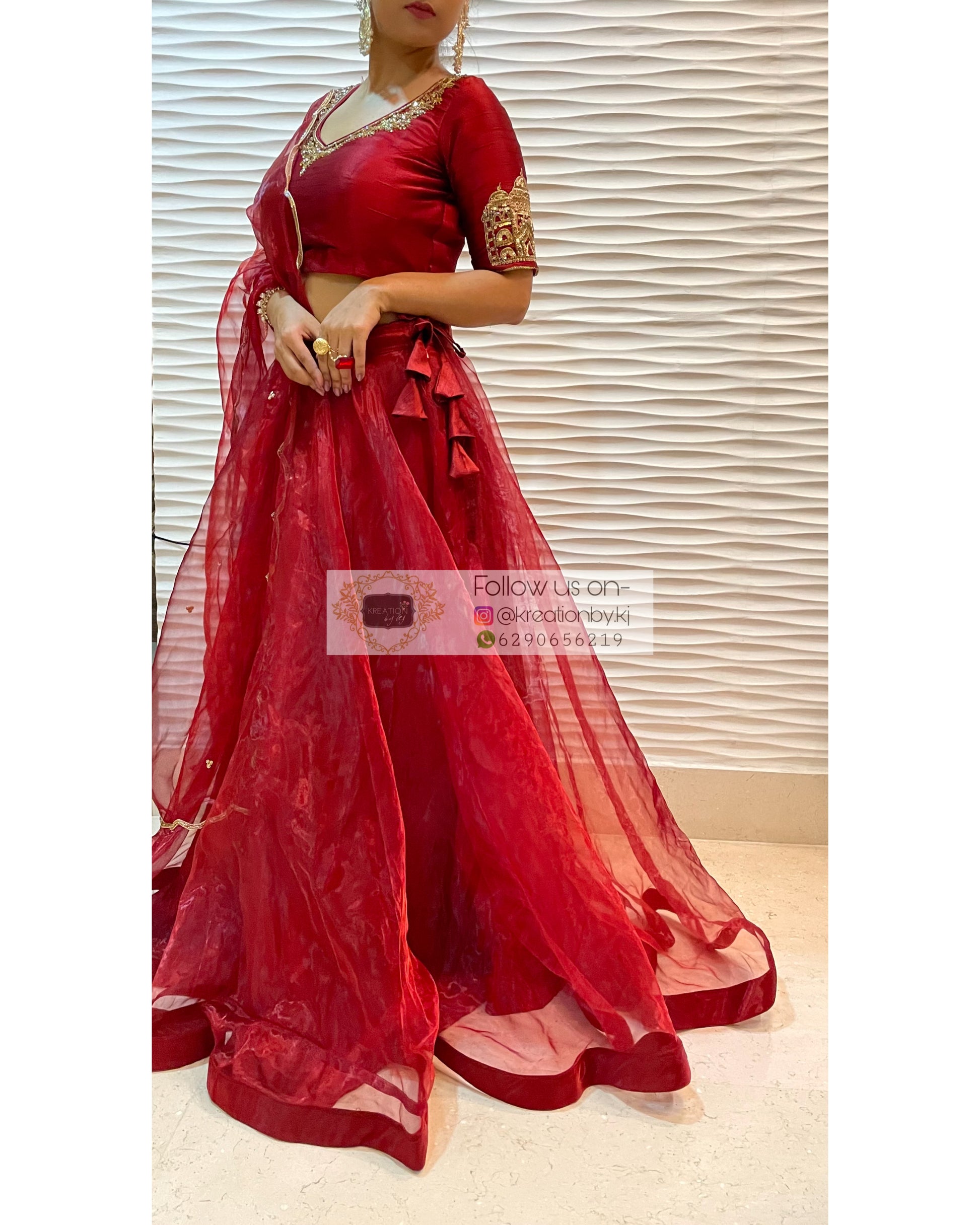 Red Noor Lehenga - kreationbykj