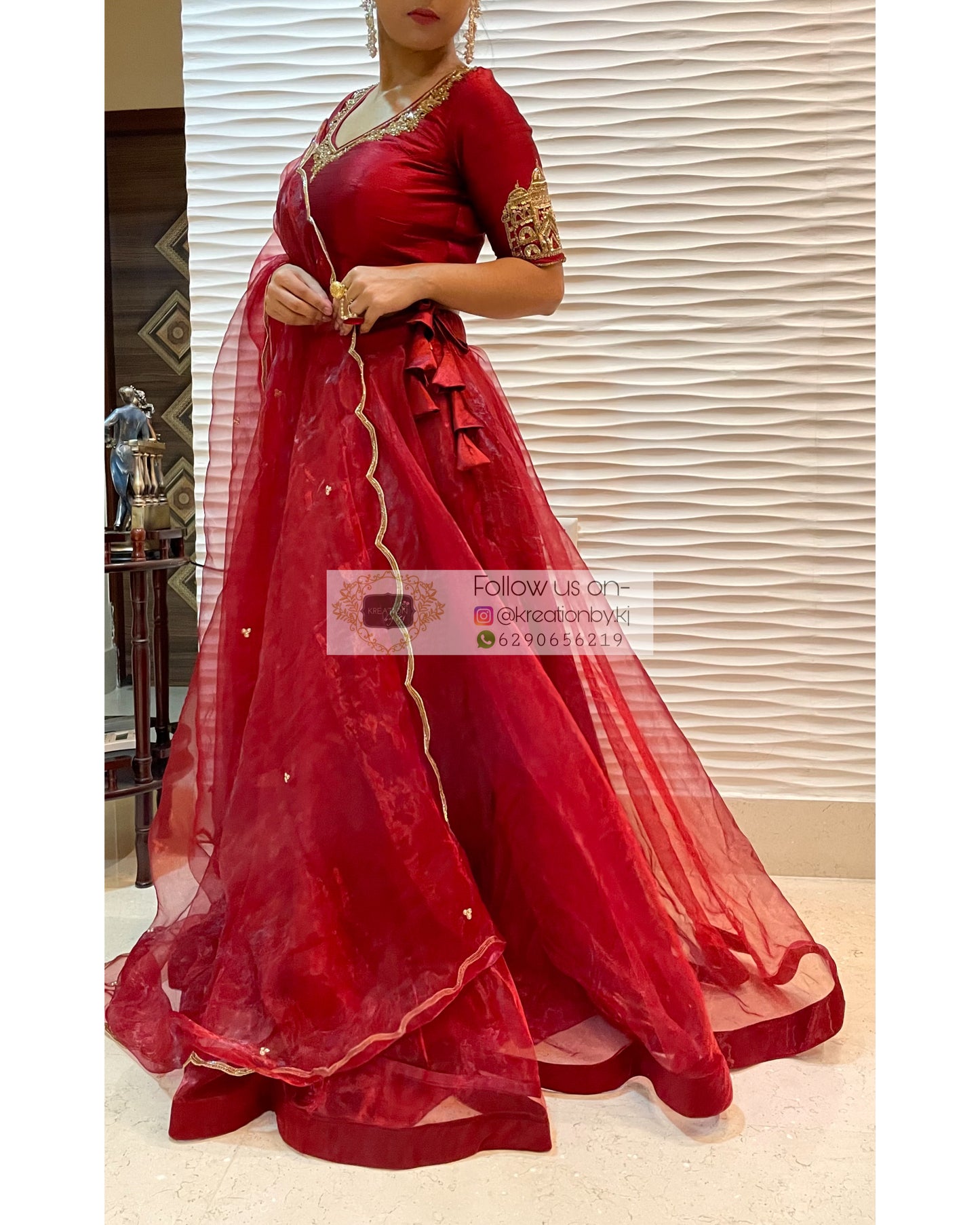 Red Noor Lehenga - kreationbykj