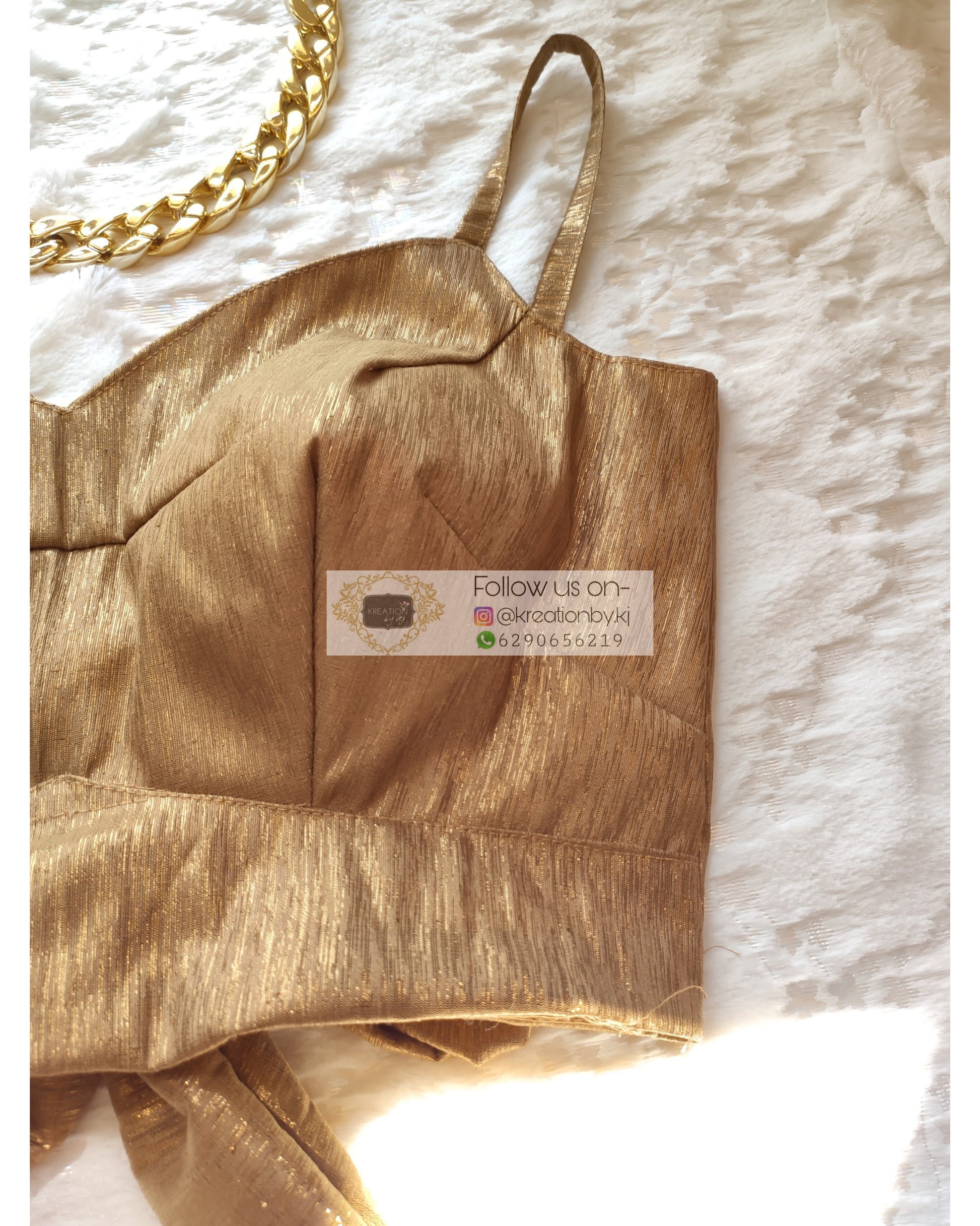 Metallic Gold Strappy Blouse - kreationbykj