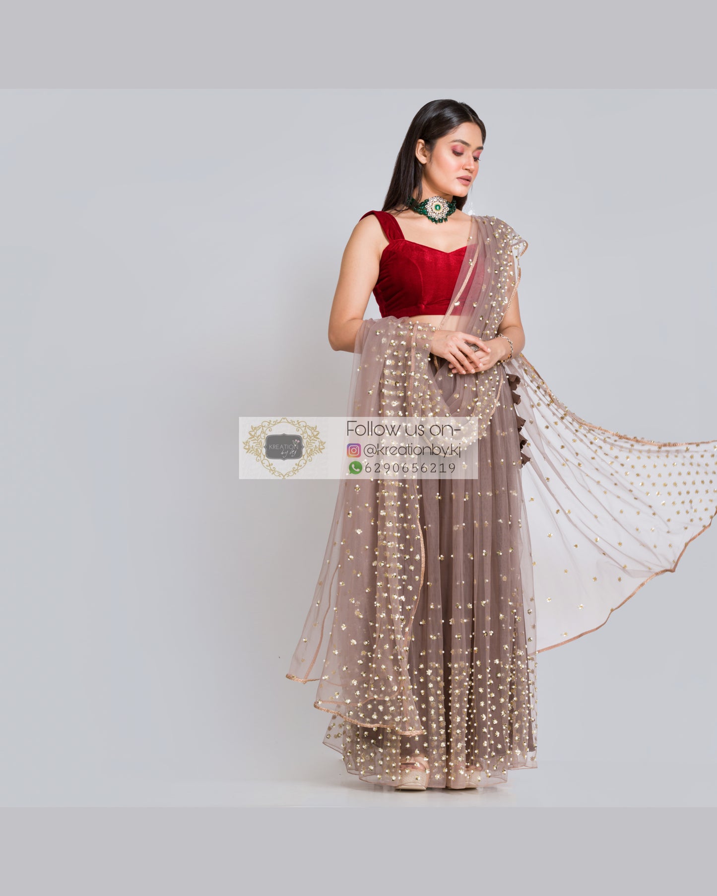 City of Stars Chocolate Lehenga - kreationbykj