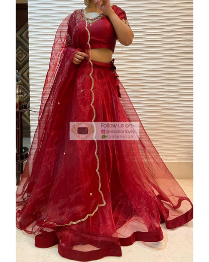 Red Noor Lehenga - kreationbykj