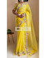 Yellow Organza Saree with Heavy Blouse - kreationbykj