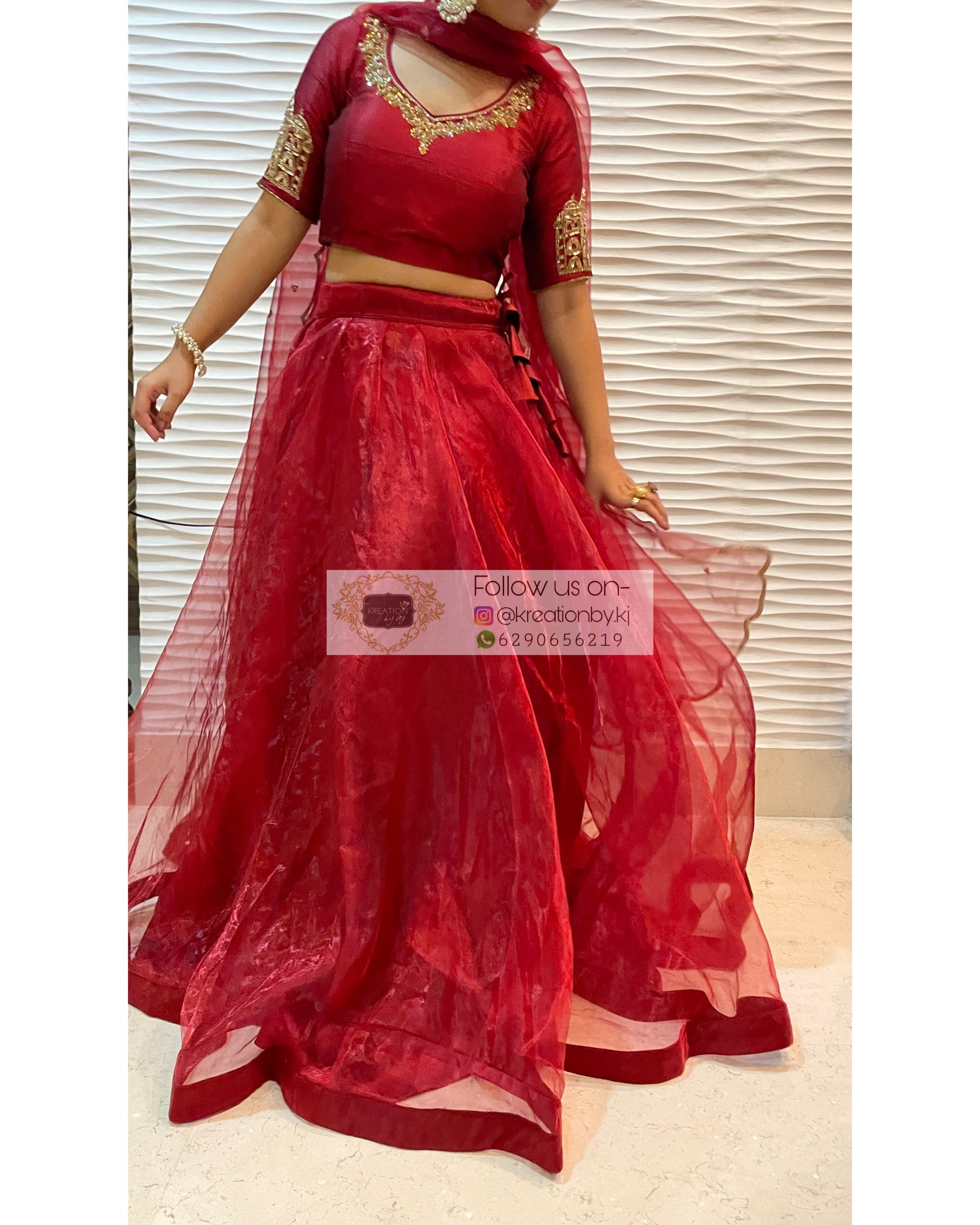 Red Noor Lehenga - kreationbykj