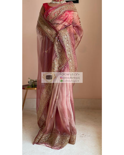 Rose Beige Zarina Saree - kreationbykj