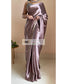 Dusty Mauve Satin Silk Saree With Handmade Tassels on Pallu - kreationbykj