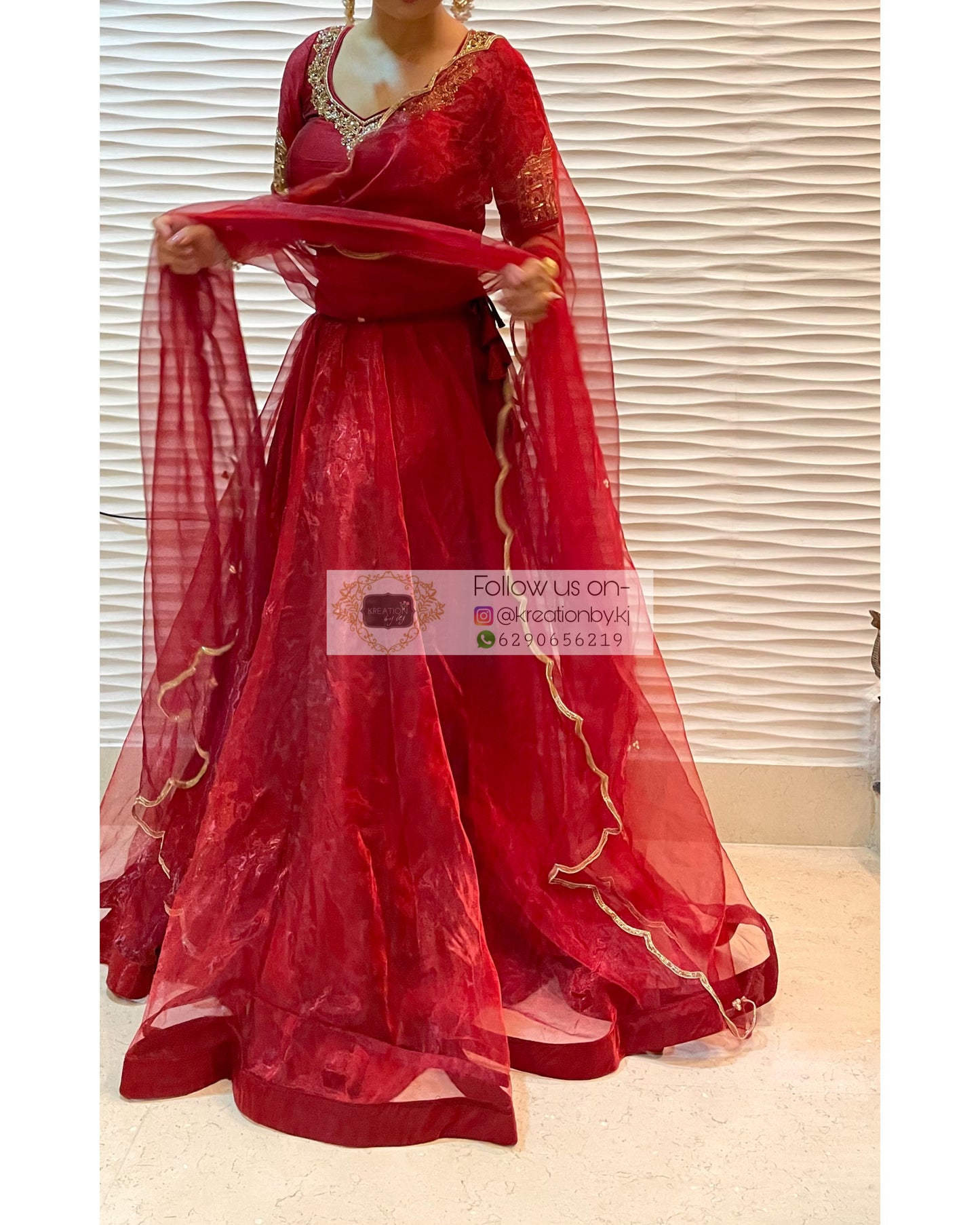 Red Noor Lehenga - kreationbykj