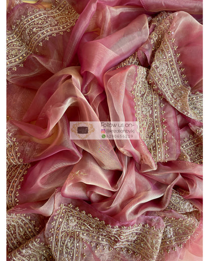 Rose Beige Zarina Saree - kreationbykj