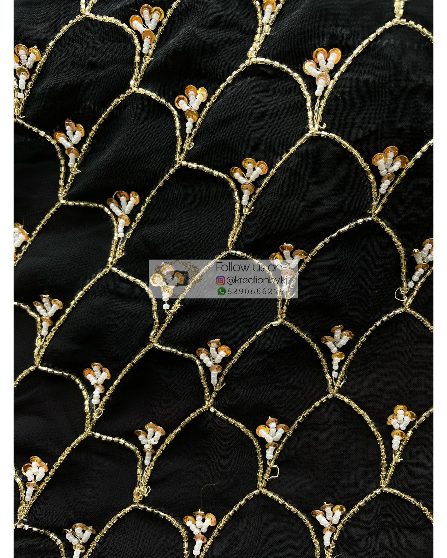 Black Georgette Cutdana Mehraab Jaal Saree - kreationbykj