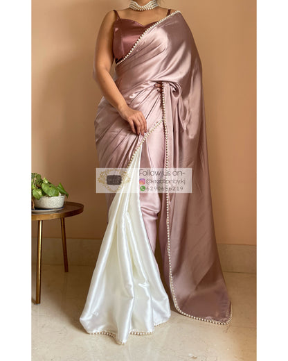 Lilac Rhapsody Two in One Satin Saree - kreationbykj