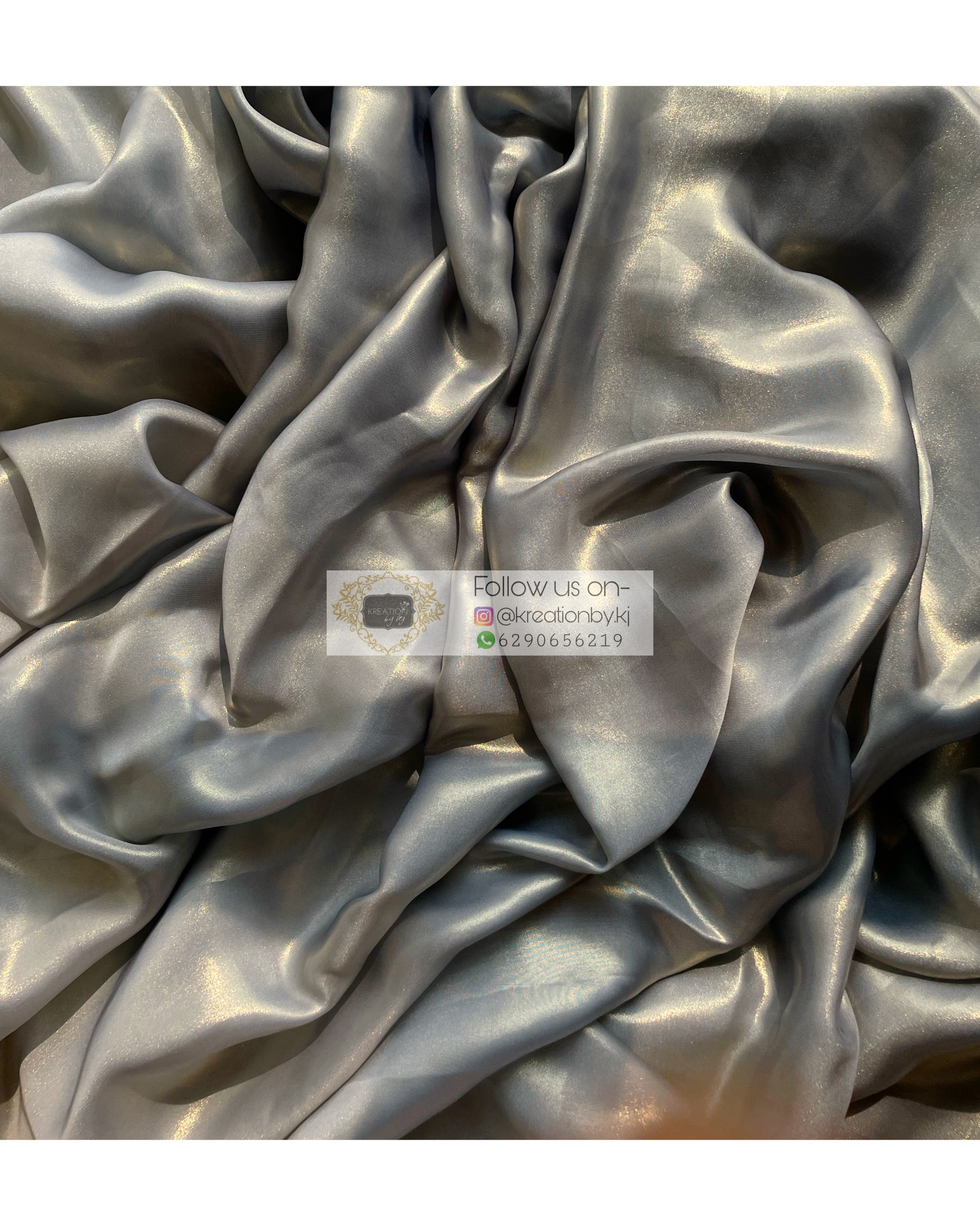 Grey Ombré Shimmer Satin Saree - kreationbykj