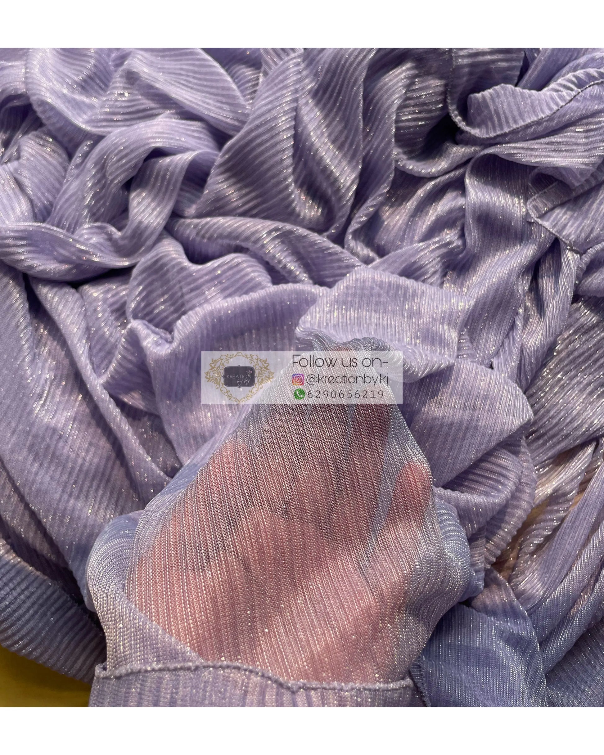 Lavender Pleated Shimmer Net Saree - kreationbykj