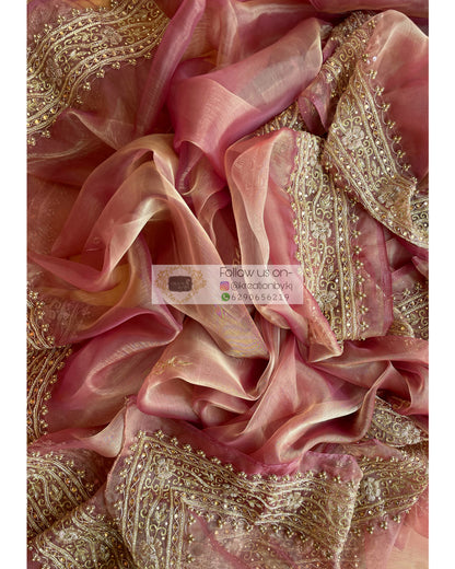 Rose Beige Zarina Saree - kreationbykj