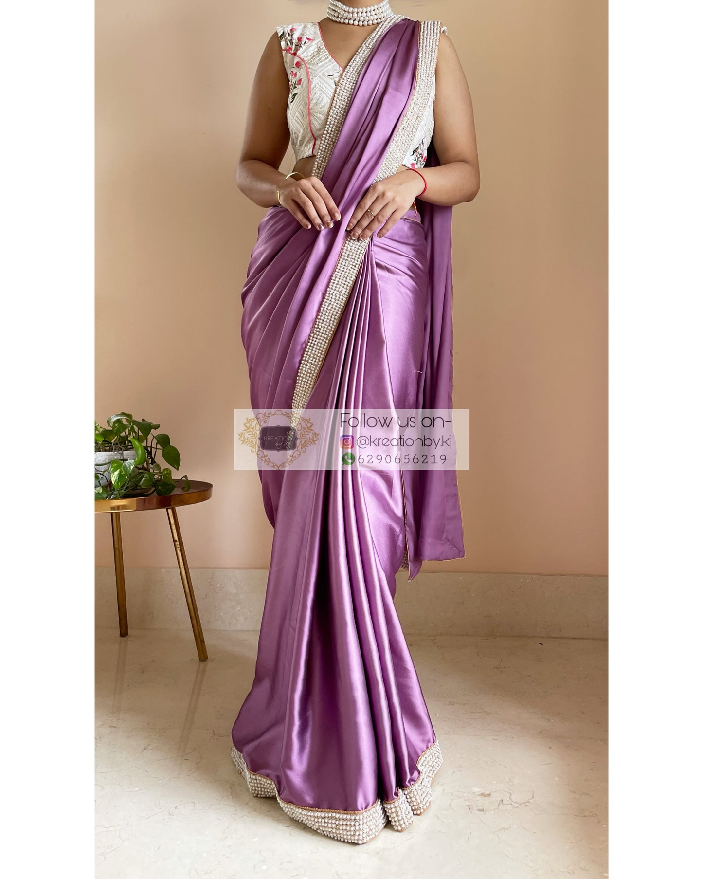 Heather Mother of Pearl Saree - kreationbykj