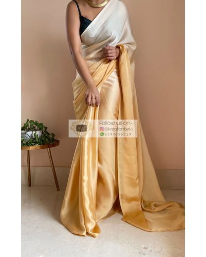 Peeli Dhoop Ombré Crepe Silk Saree With Handmade Tassels on Pallu - kreationbykj