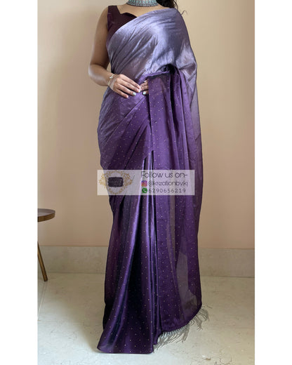 Purple Ombré Georgette Saree with Stone Work - kreationbykj