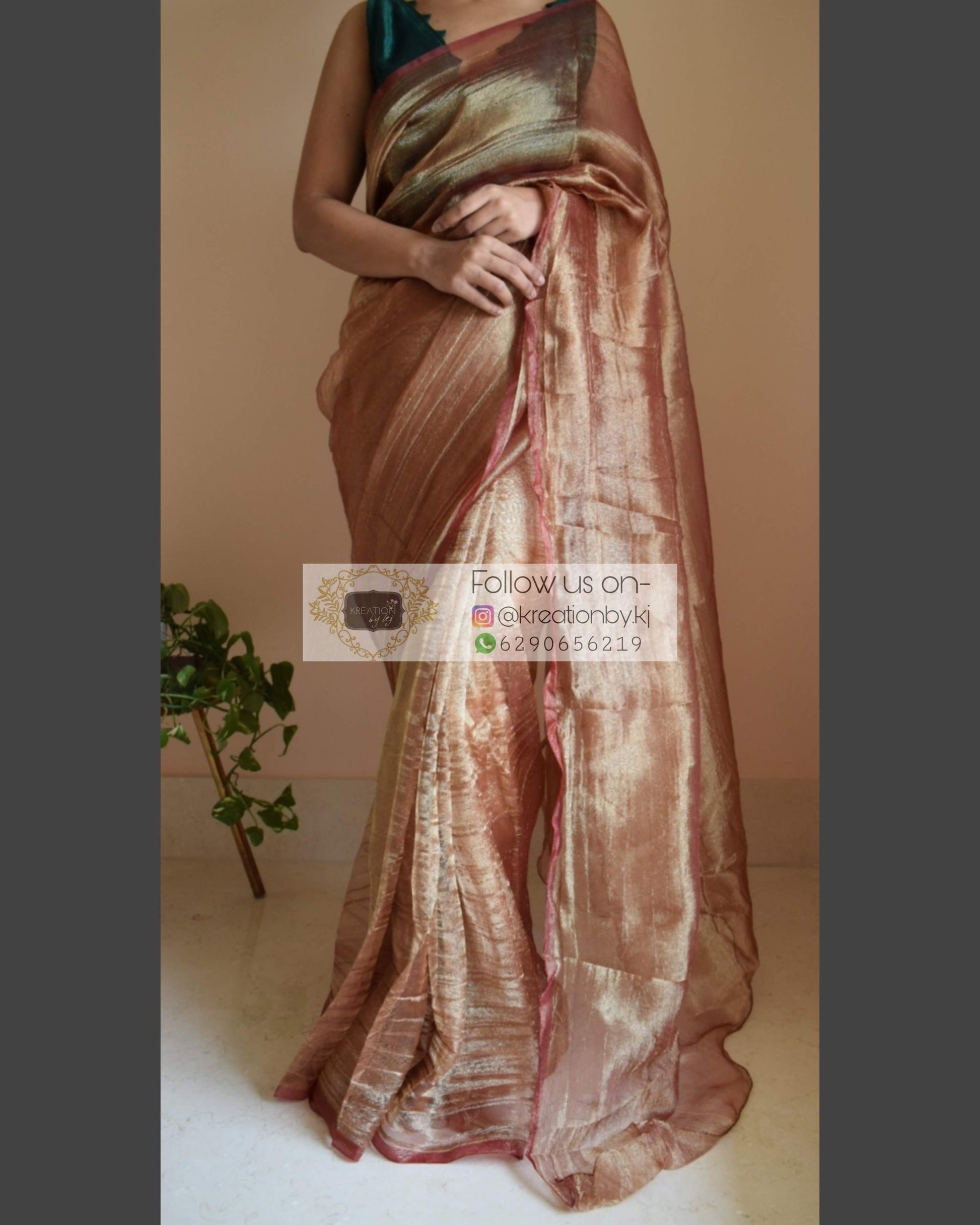 Copper Zari Tissue Saree - kreationbykj