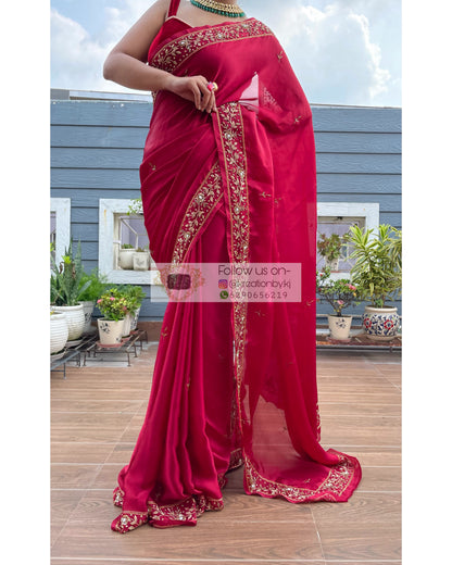 Anaya Maroon Crepe Saree - kreationbykj