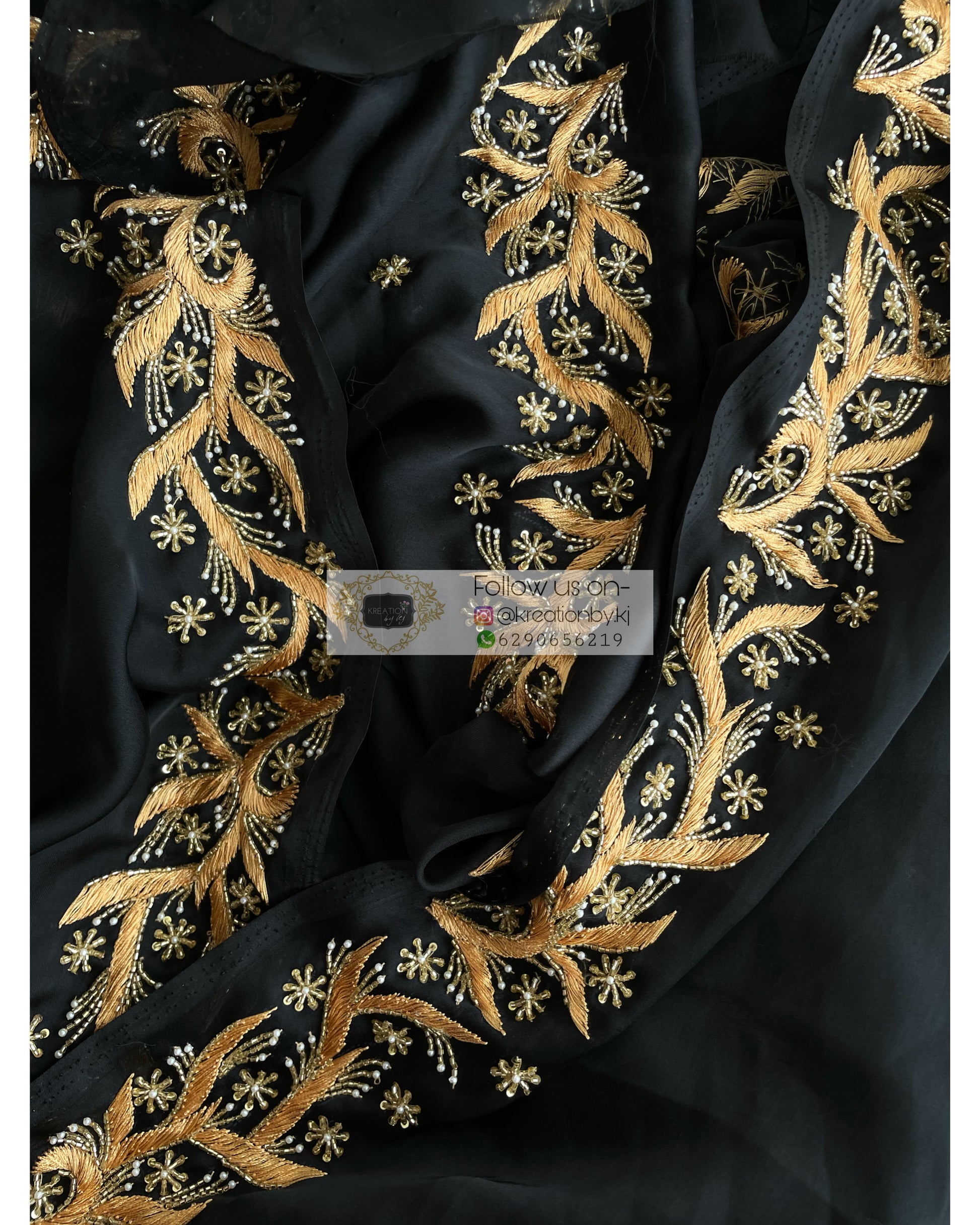 Black Resham Saree - kreationbykj