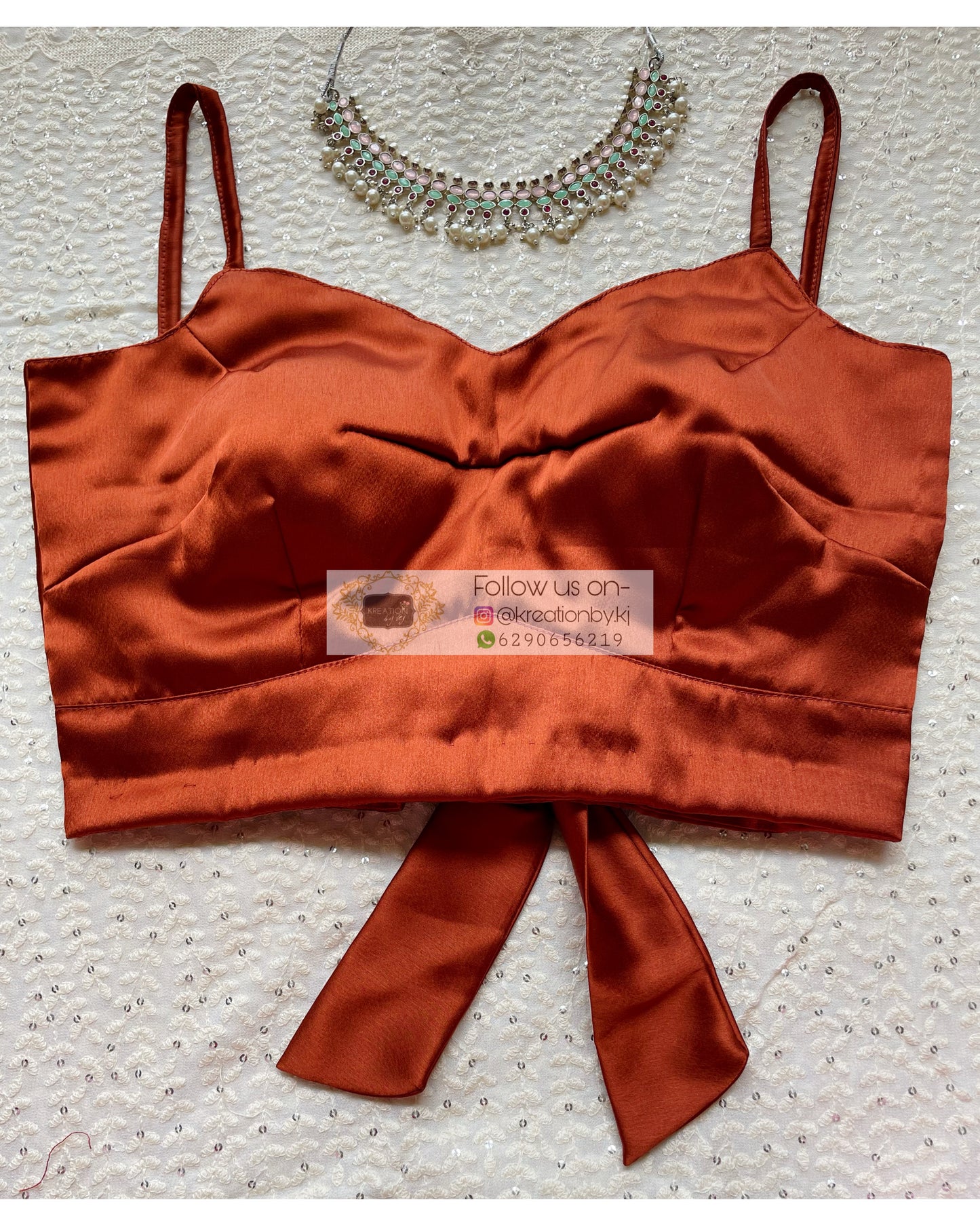 Rust Brown Strappy Blouse - kreationbykj