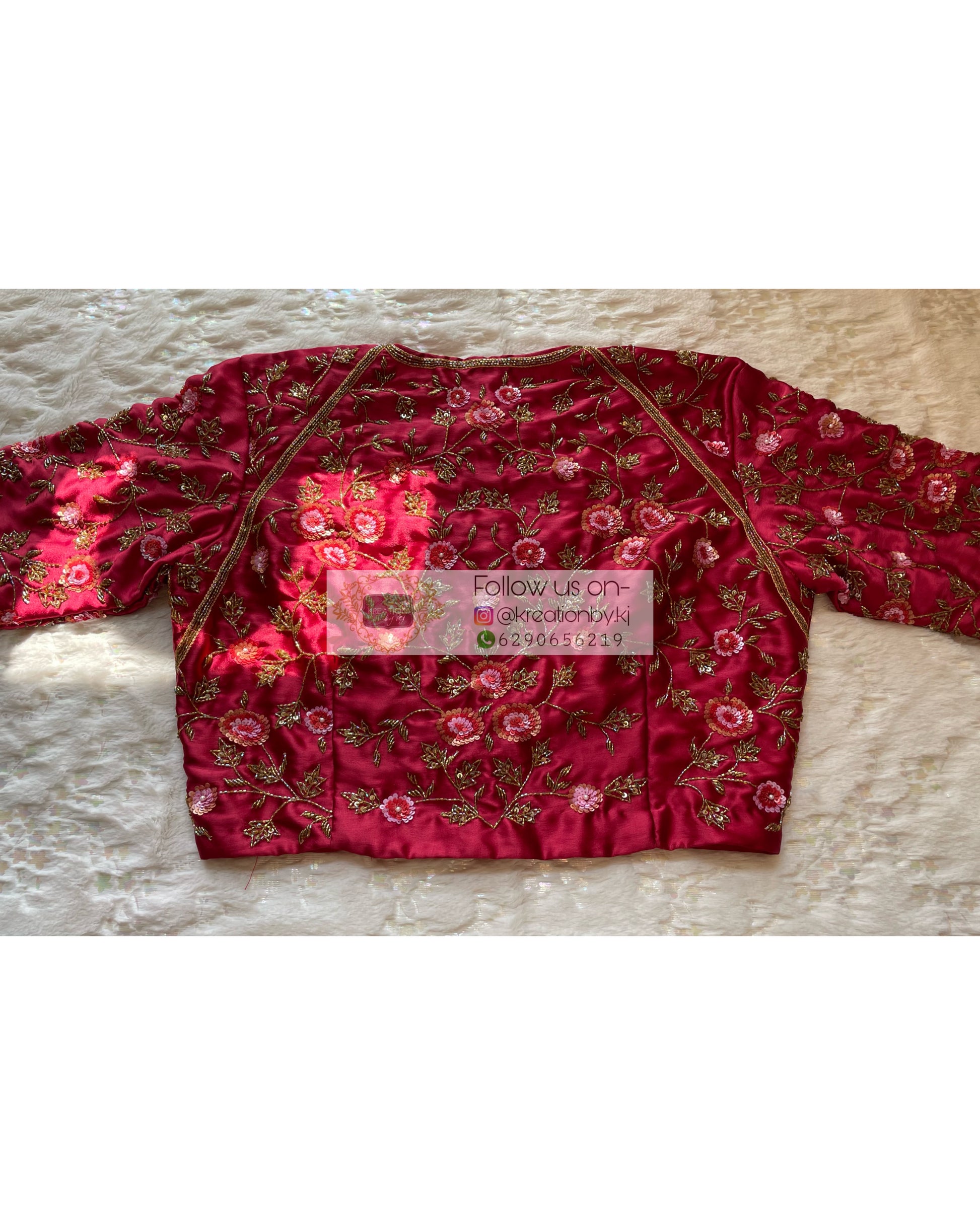 Maroon Rose Blouse Piece - kreationbykj