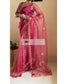 Pink Glass Tissue Saree with Gota Patti border - kreationbykj