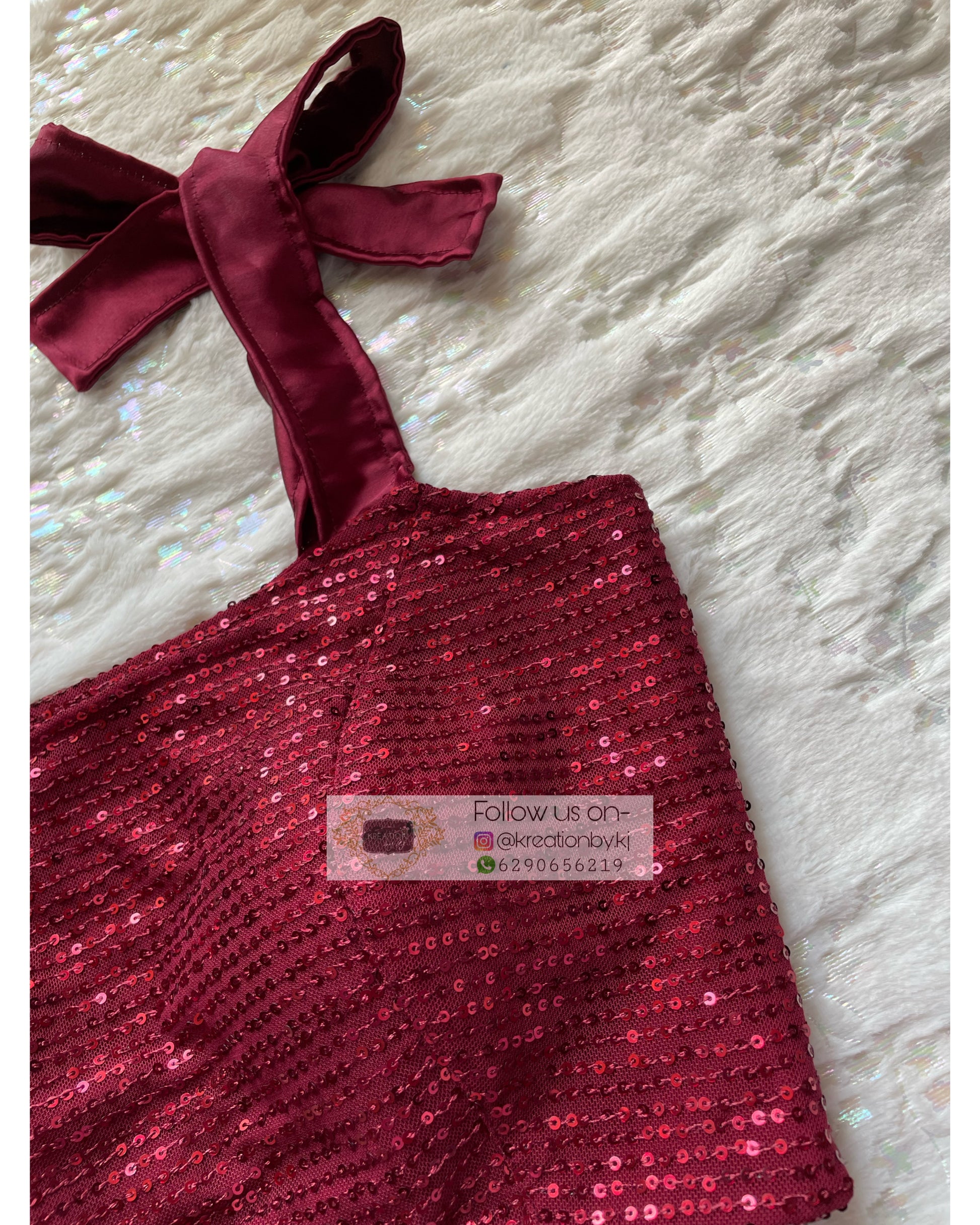 Alicia Maroon Sequins Crop Top - kreationbykj