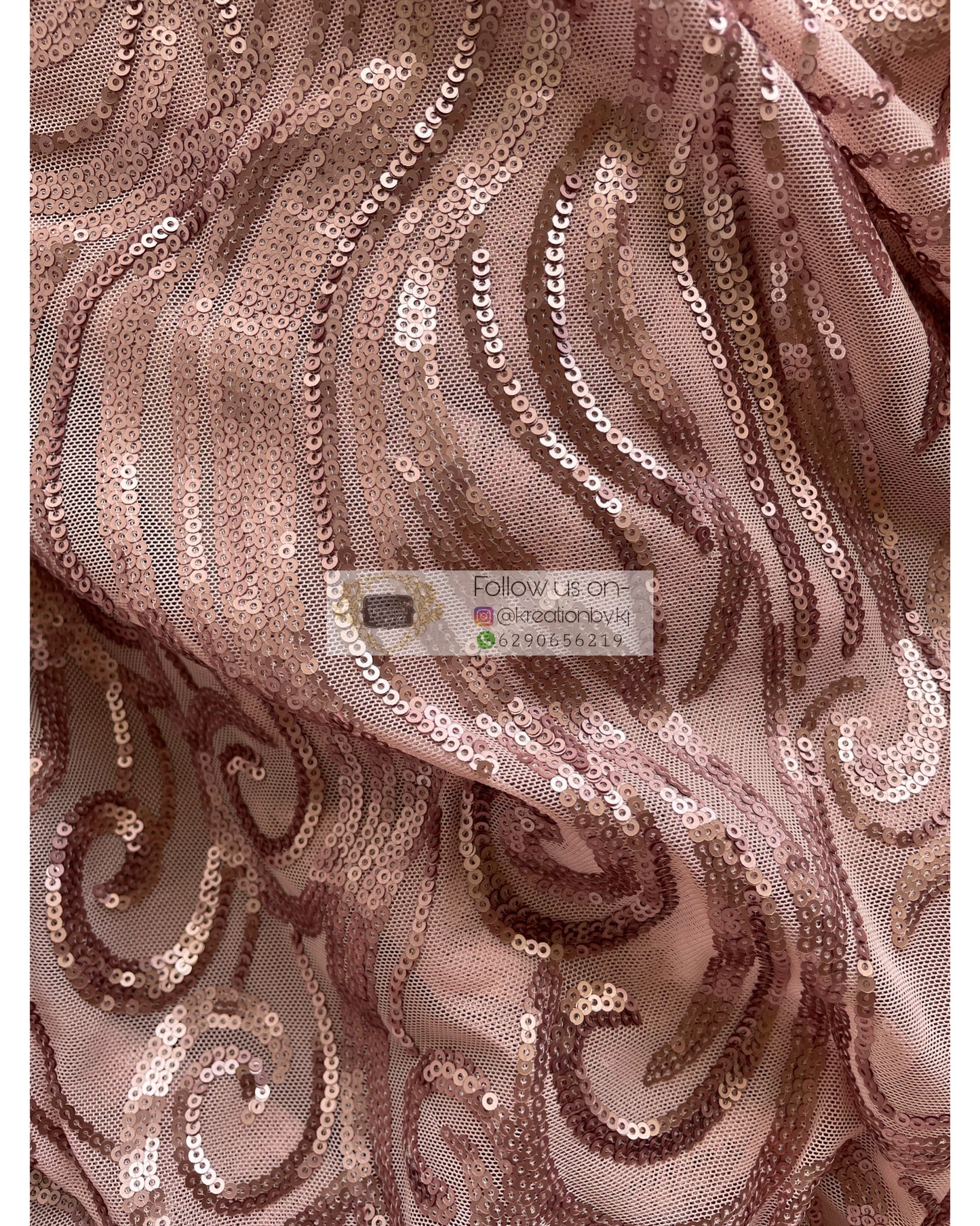 Rose Gold Sequins Half Saree - kreationbykj