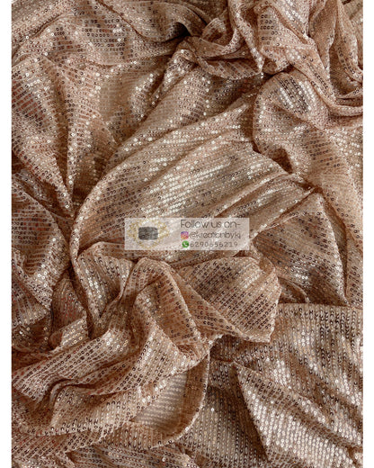 Beige Sequins Saree - kreationbykj