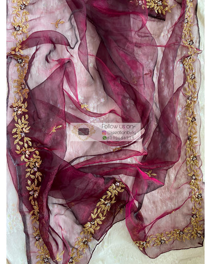 Purple Wine Chandani Dupatta - kreationbykj