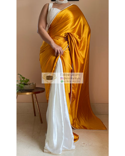 Sunny Side up Two in One Satin Saree - kreationbykj