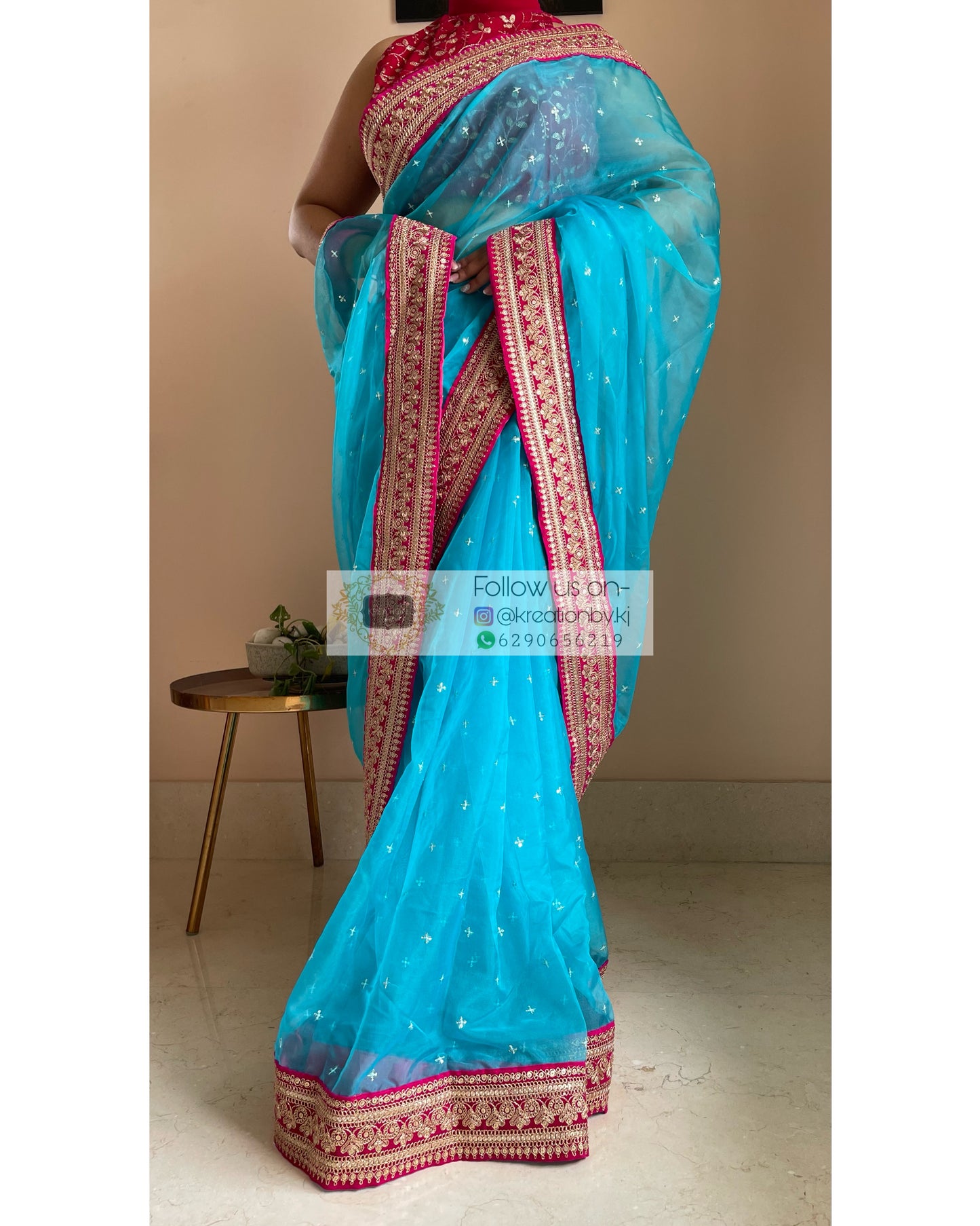 Blue Ragini Organza Saree - kreationbykj