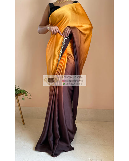 Desert Dreams Ombré Crepe Silk Saree With Handmade Tassels on Pallu - kreationbykj