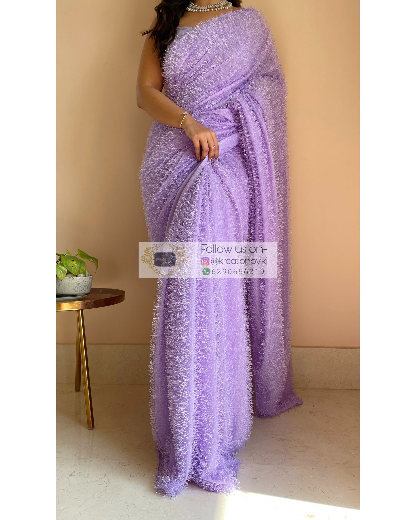 Lavender Liza Fur Saree - kreationbykj