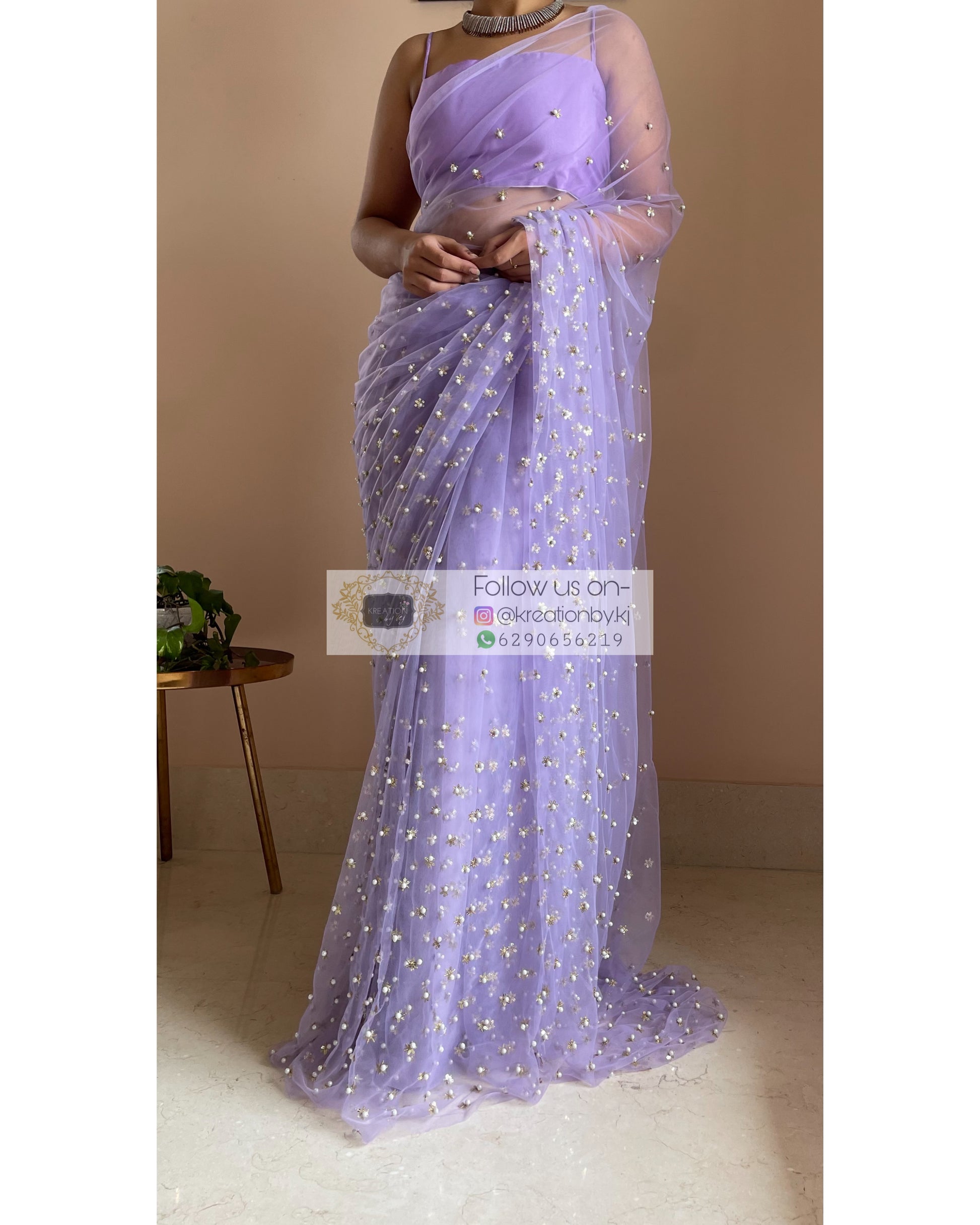 Jugnoo Lavender Net Saree - kreationbykj